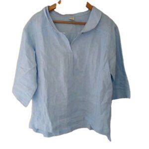 Lintico 100% Linen Shawl V-Neck Half Sleeve Blouse